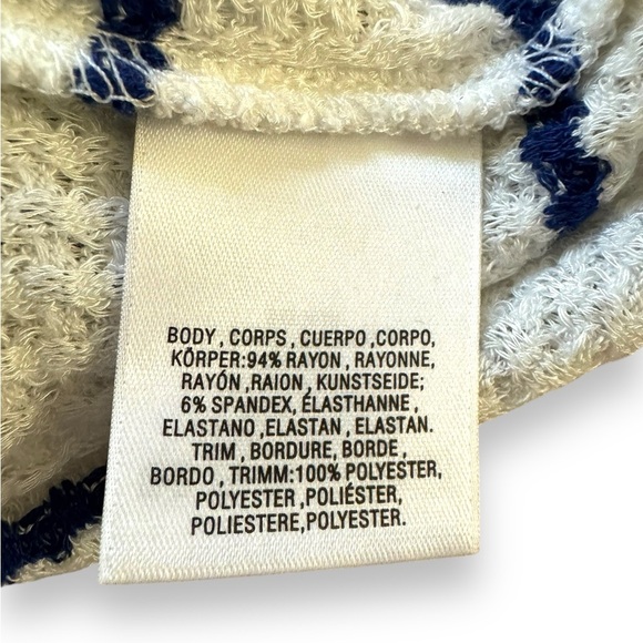 Anthropologie White, Blue Striped Oversized Sweater with chiffon underlay Sz XS - Picture 7 of 7